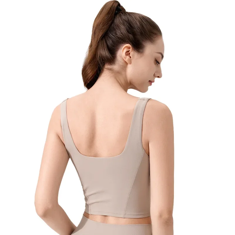 Women's Sports Yoga Vest Square Collar One-Piece Fixed Chest Pad Breathable Comfort Leisure Outdoor Pilates Exercise Sports Vest view 6