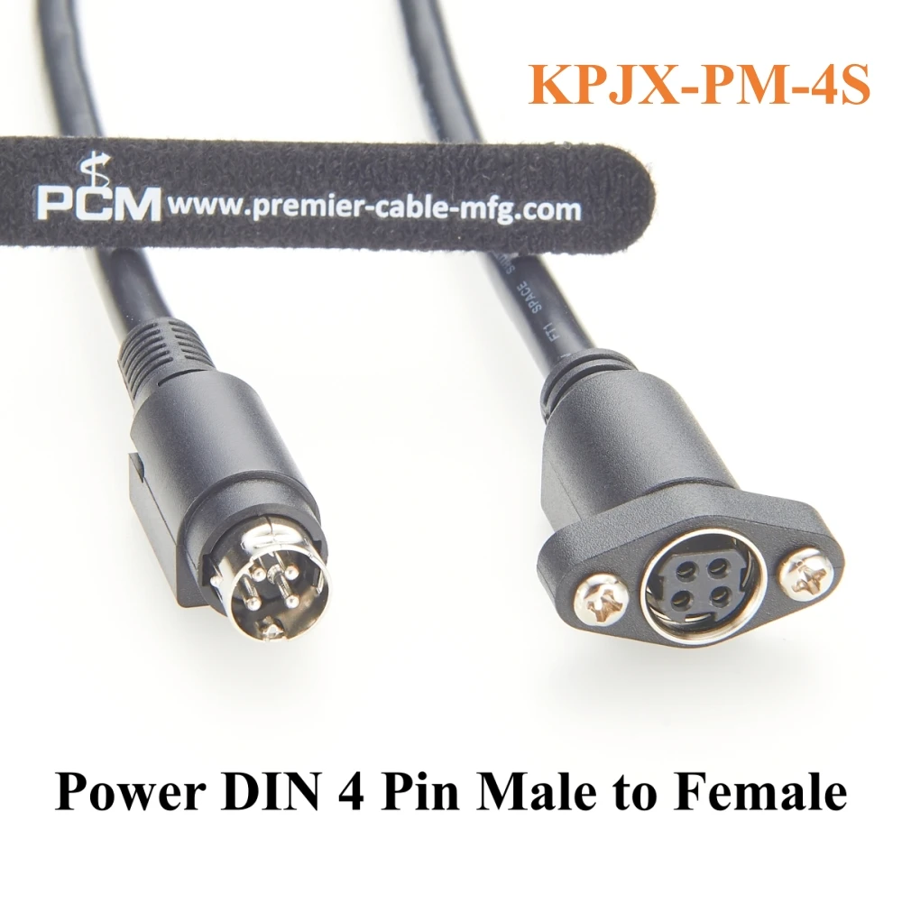 DIN 4 Pin DC Power Cable Flange Panel Mount Male to Female Extension Cable Compatible Kycon KPJX-PM-4S for LED Display, Audio