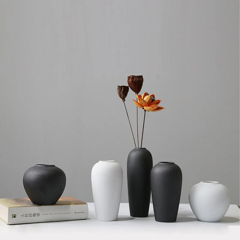 Small Ceramic Flower Vase Nordic Style, Minimalist Home Hotel Table Decor for Dry Fresh Flowers, Hydroponic Plant Pot