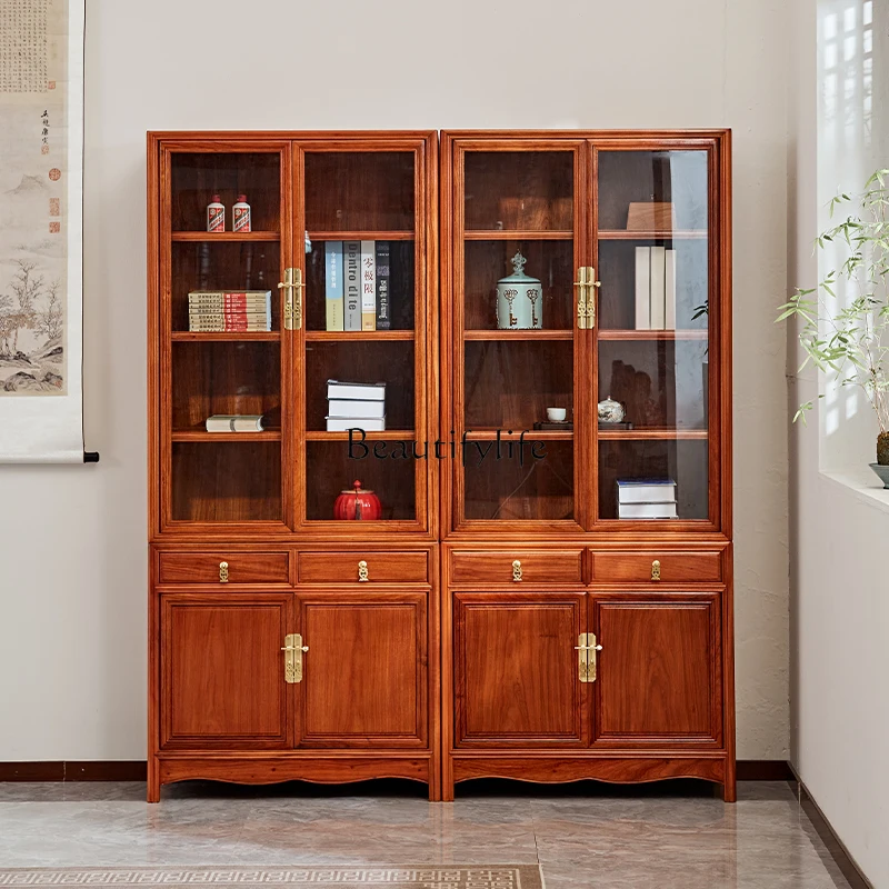 

Rosewood bookcase combination all solid wood study locker Chinese style