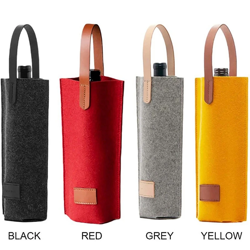 Felt Wine Bag Single Bottle Insulated Tote Bottle Wine Carrier Bag Gift For Wine Lovers Or Wedding Champagne Brandy Gift Bag