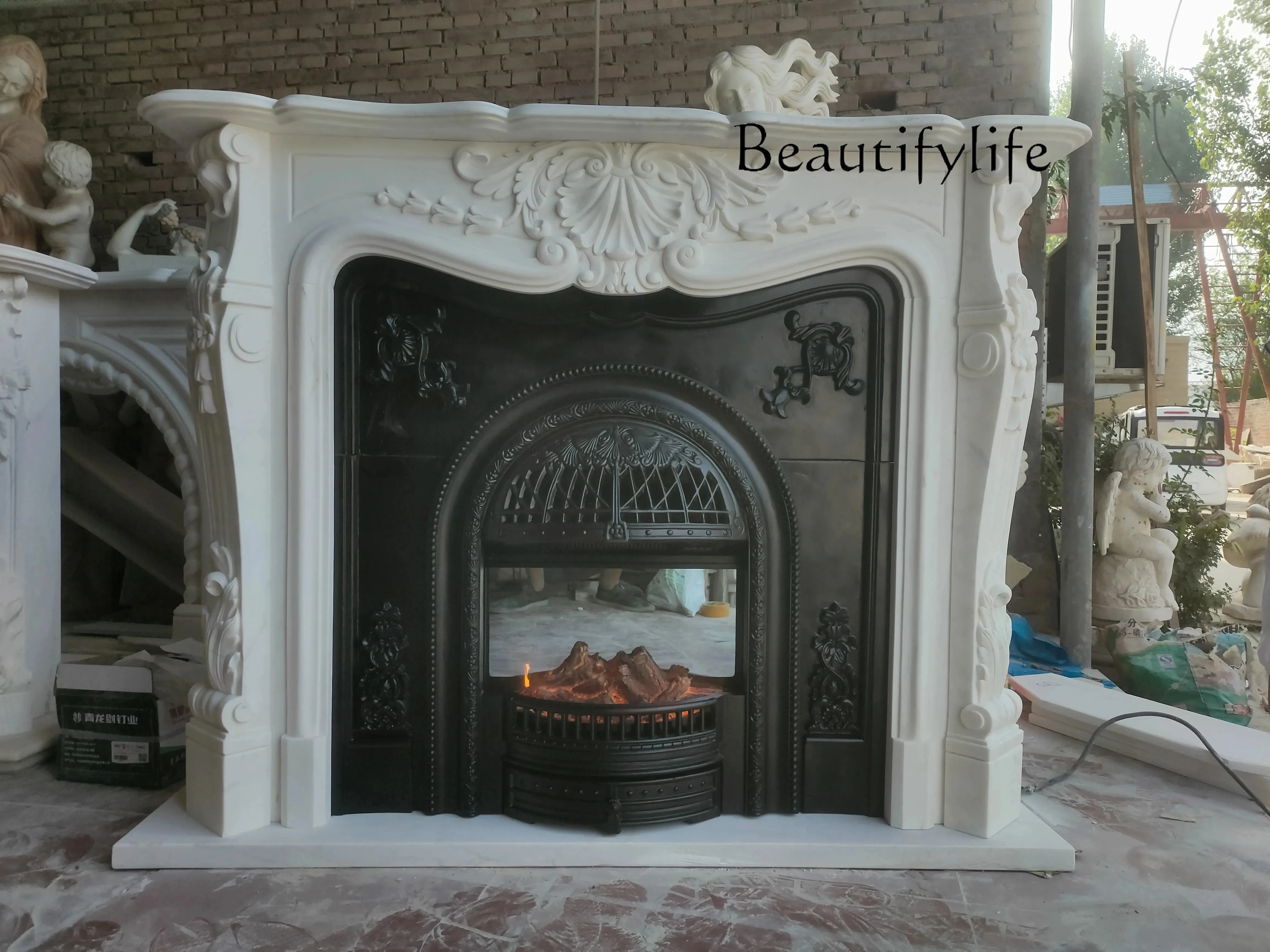 AA European French electronic arc bird cage fireplace core decoration simulation flame heating atomization retro