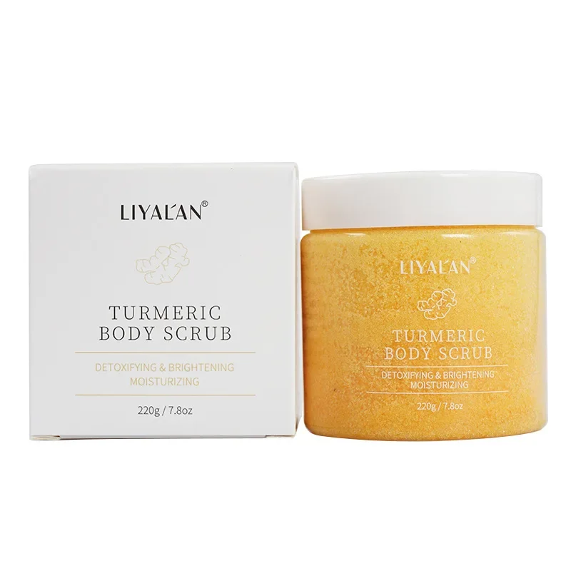 220g Turmeric Face Body Scrub Soften Cutin Brightening Moisturizing Salt Pore Cleaning Skin Smooth Exfoliating Skin care 1pcs