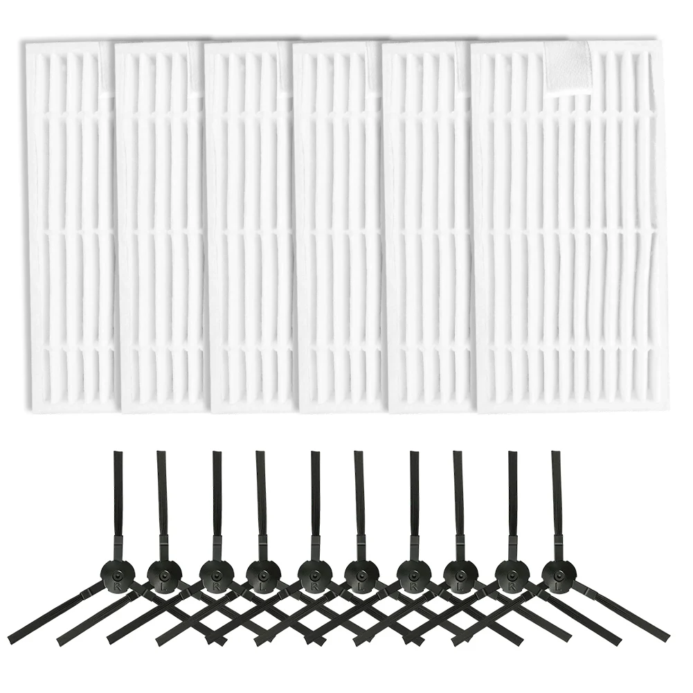 For ILIFE Model Specific Accessory Kit Complete Set of Filtering Components Four HEPA Filters and Six Side Brushes