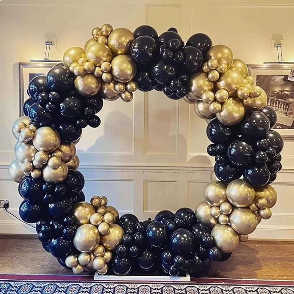 147pcs Black Balloons Arch Kit Metallic Gold Latex Balloon Garland Graduation Baby Shower Kid Birthday Party Wedding Decoration