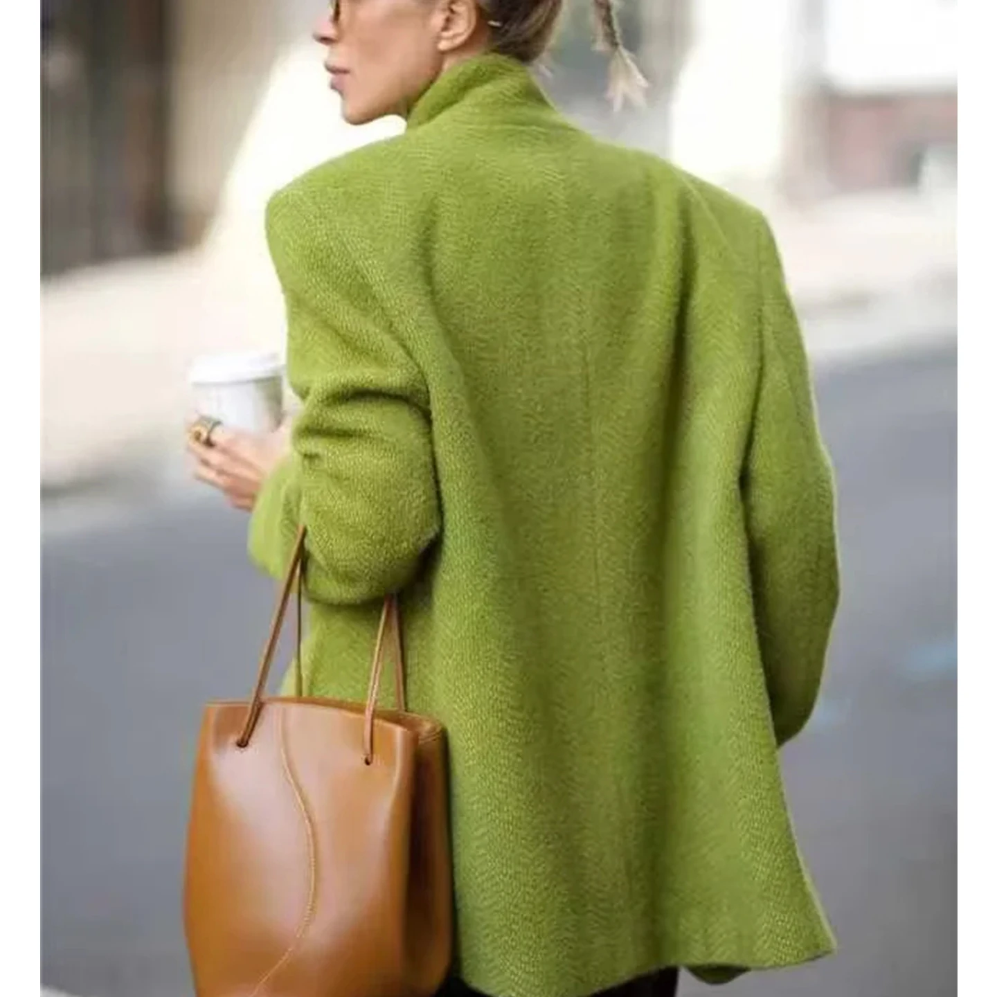 Casual Fluwelen Oppervlak Lange Sve Damespak Jaet Herfst Winter Loose Fit One Button Notch Revers Commuter Sle Bovenkleding