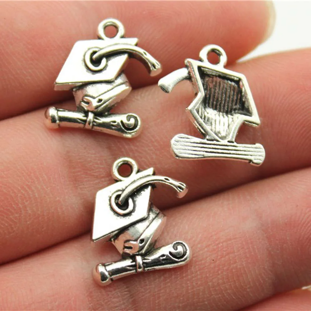 10pcs 17*16MM Graduation Theme Bachelor Cap&Acceptance Letter Charms