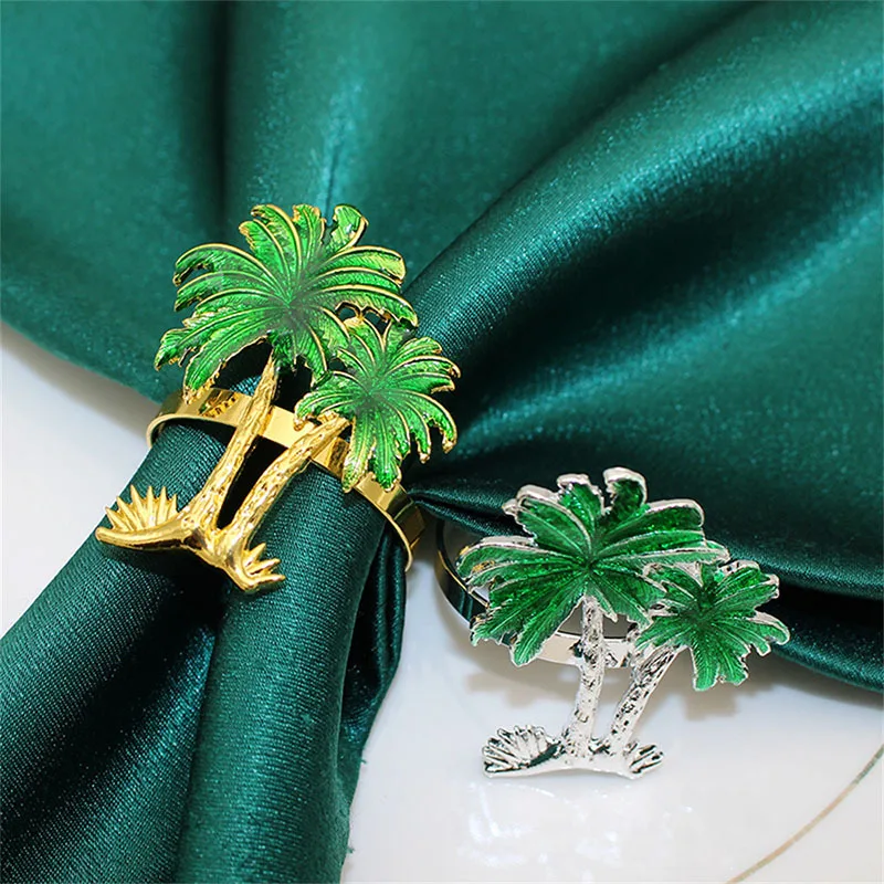 

2pcs-24pcs Coconut Tree Napkin Button Hawaiian Party Napkin Ring Western Restaurant Napkin Circle