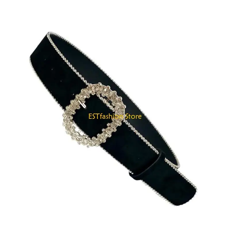 

Y5GC блестящий кристалл с овальной пряжкой, ремень для женщин, пояс с блестками, одинаковый пояс, повседневное использование, на