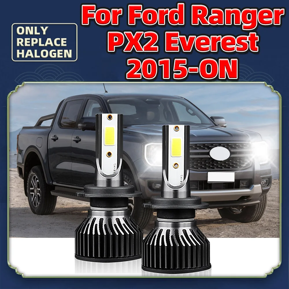 

72W LED Headlight Turbo Fan Bulbs 6000K 9600LM H7 For Ford Ranger PX2 Everest 2015 2016 2017 2018 2019 2020 2021 2022 2023 2024