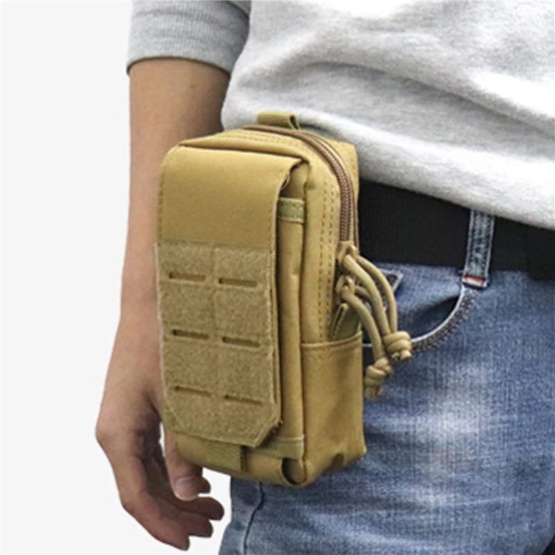 Men Tactical Molle Pouch Belt Waist Pack Bag Small Pocket Military Waist Pack Running Pouch Travel Camping Bags Soft Back Bolsa