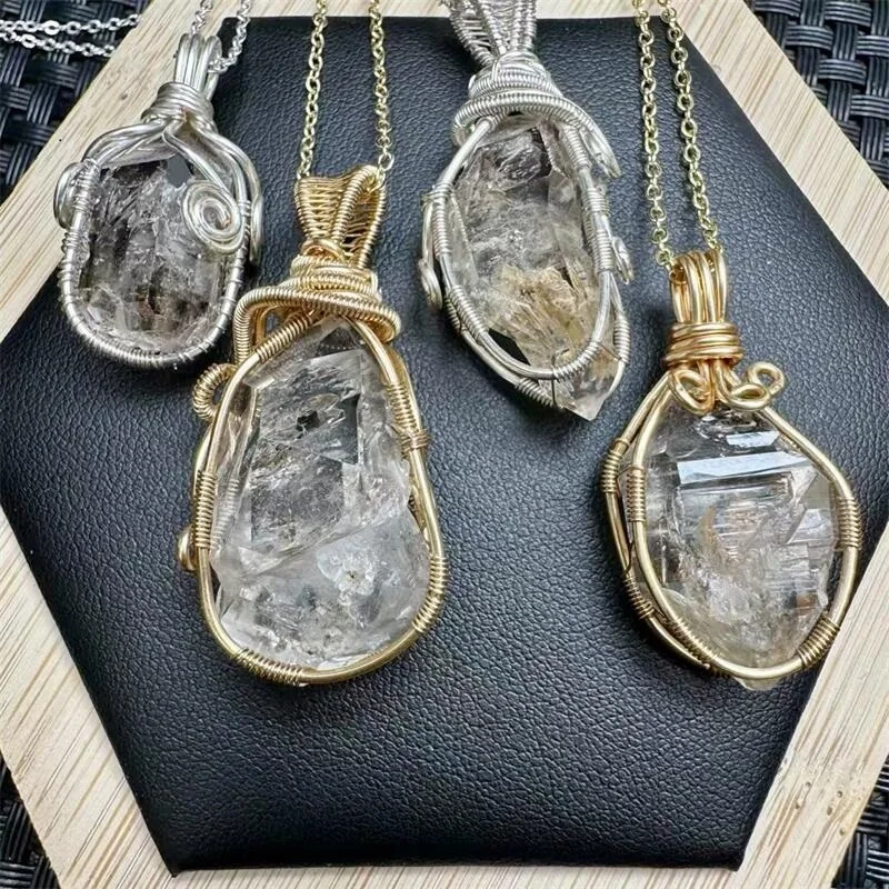 

Natural Freeform Smoky Quartz Herkimer Diamond Pendant DIY Necklace Fashion Healing Jewelry Gemstone Crystal Holiday Gift 1PCS
