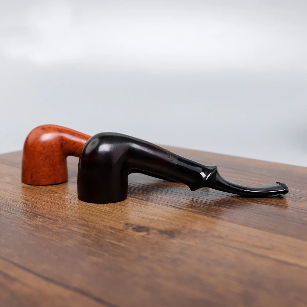 MUXIANG Small briar tobacco pipe, 9mm flue, hand-carved pipe, curved handle pipe, gift for beginner smokers