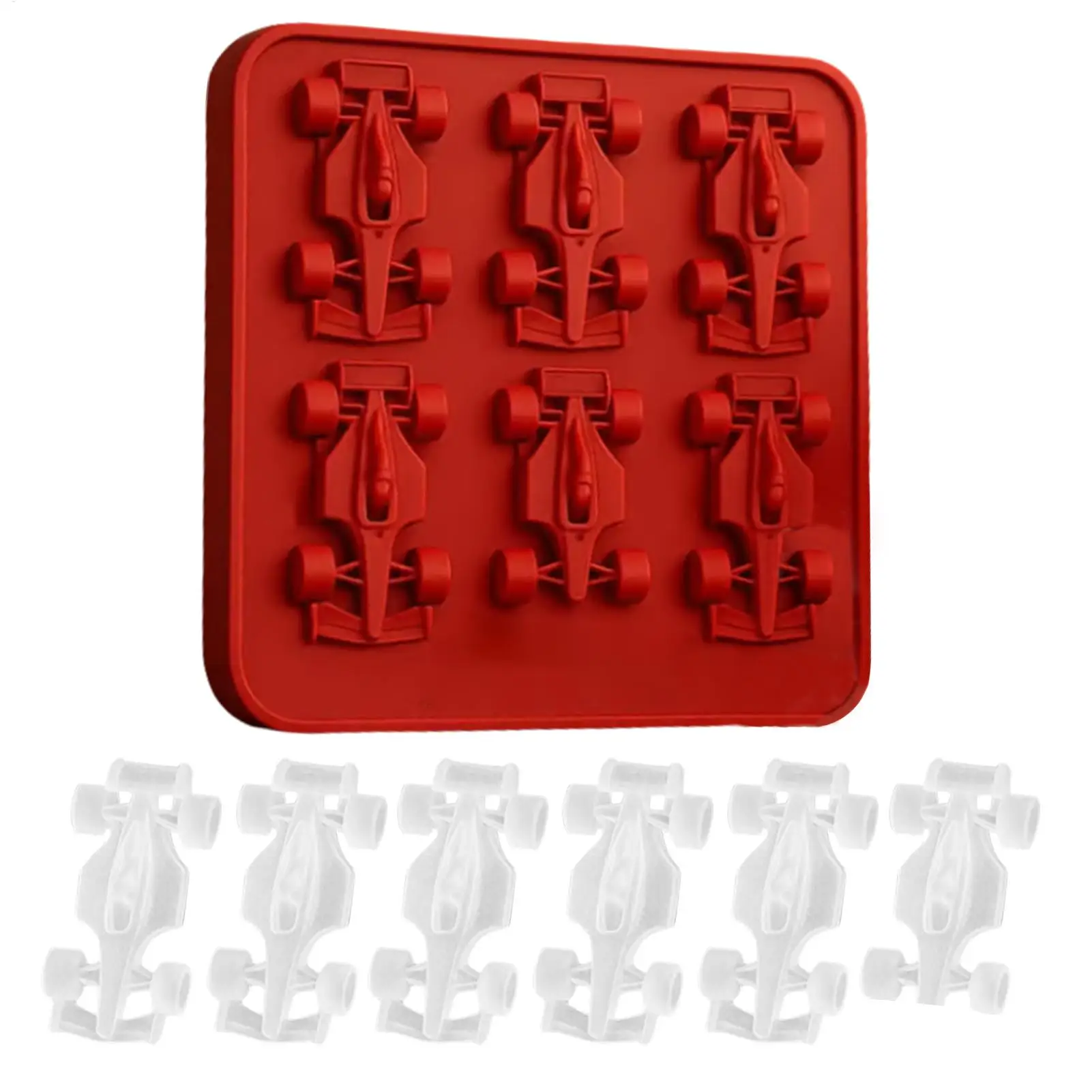 3D Formula Racing Car Ice Mold Ice Mold Silicone Racing Car Jelly Mold 6-Cavity Race Car Tumbler IceCube Tray Baking Tool