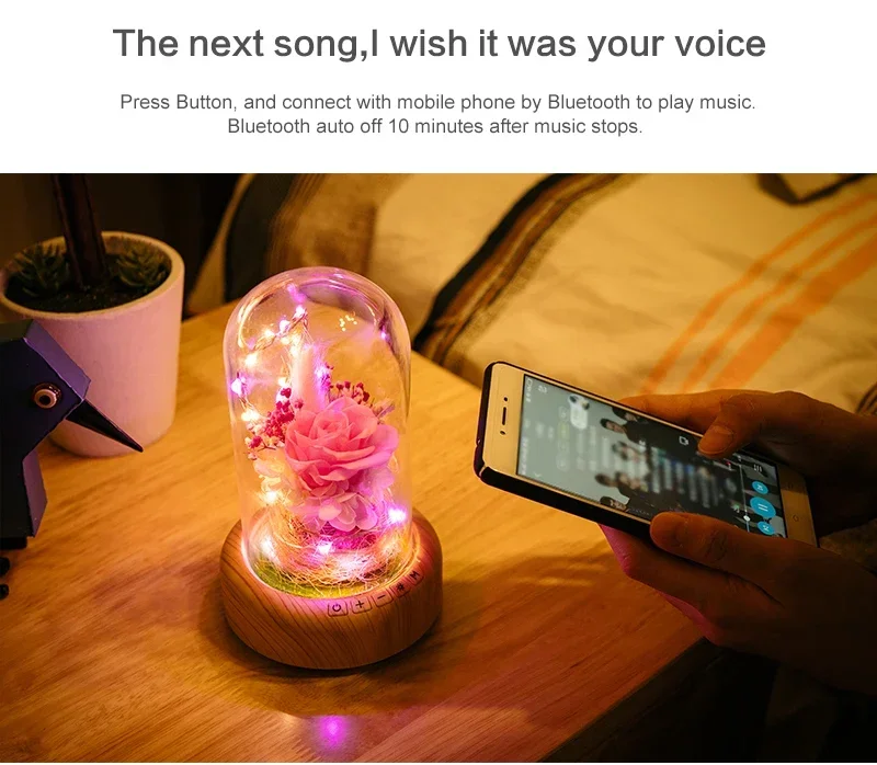 LED ナイトランプ飾る夢 Bluetooth 音声スピーカークリスマスエバーフレッシュフラワークリエイティブオルゴール充電式デスクライトギフト