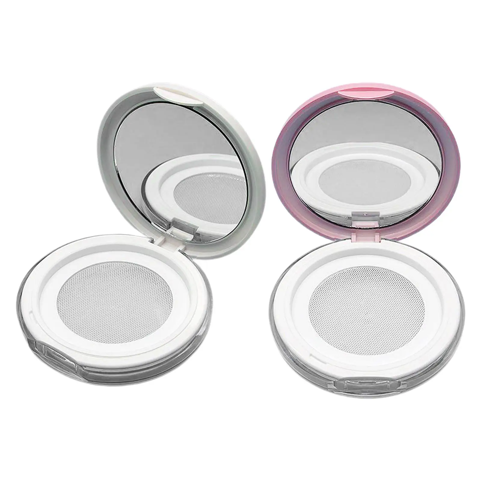 0.1oz Plastic Empty Loose Powder Jar Puff Box Container Cosmetic Case w/ Mirror