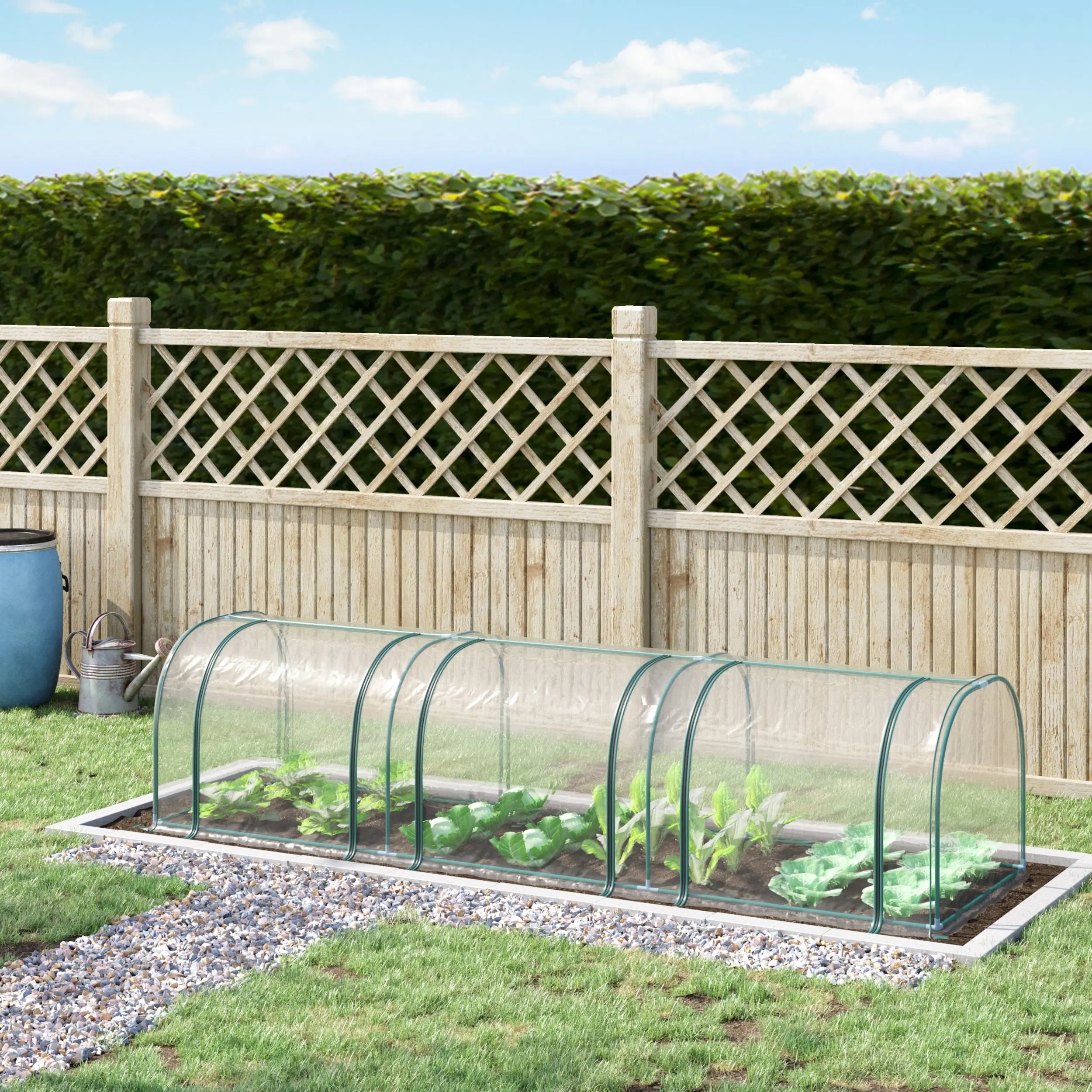 11.5' x 3' x 2.5' Tunnel Greenhouse Green Grow House w/ Roll Up Doors, Clear