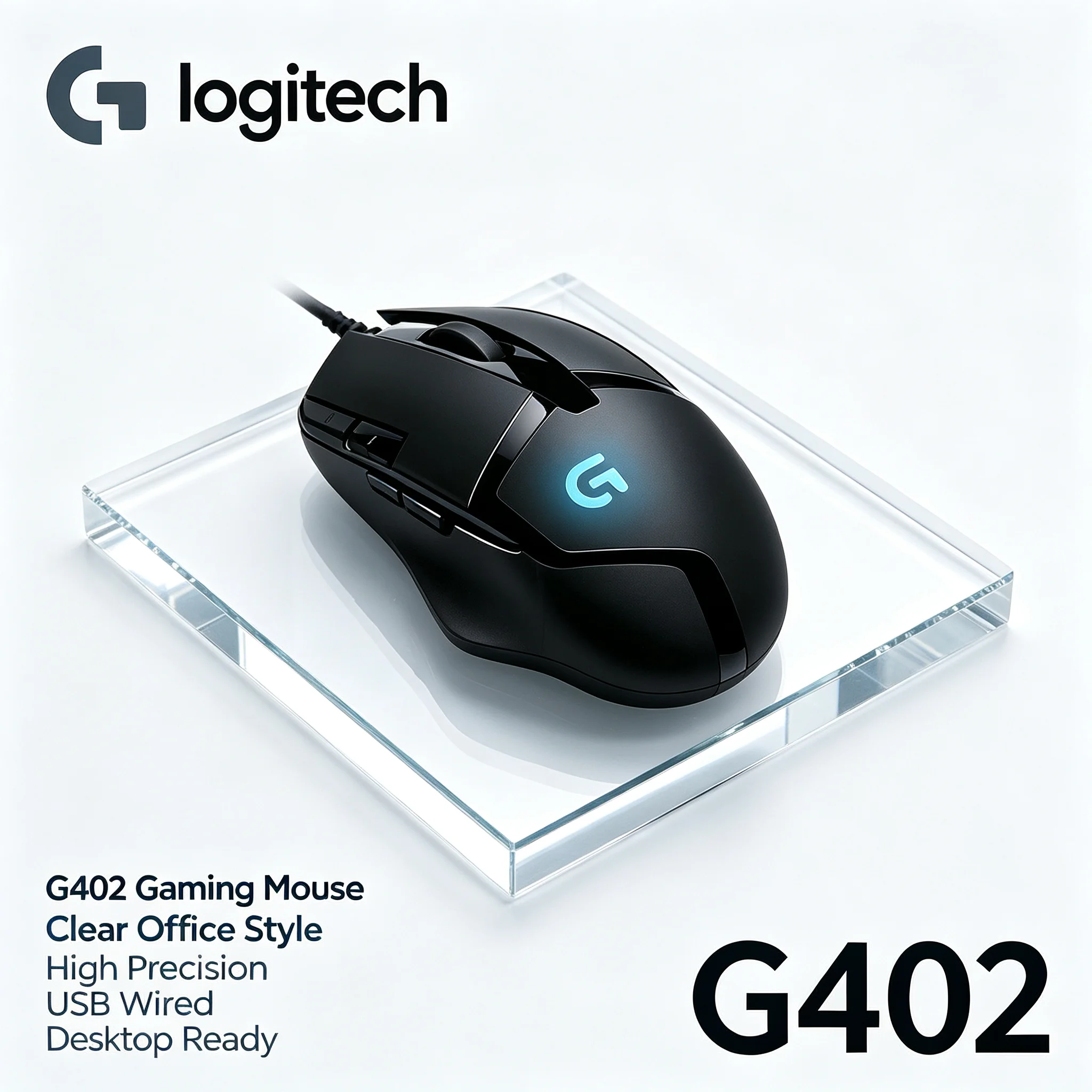 Logitech G402 Gaming Mouse Hyperion Fury Wired Optical 4000DPI Ergonomic Right Hand Mice