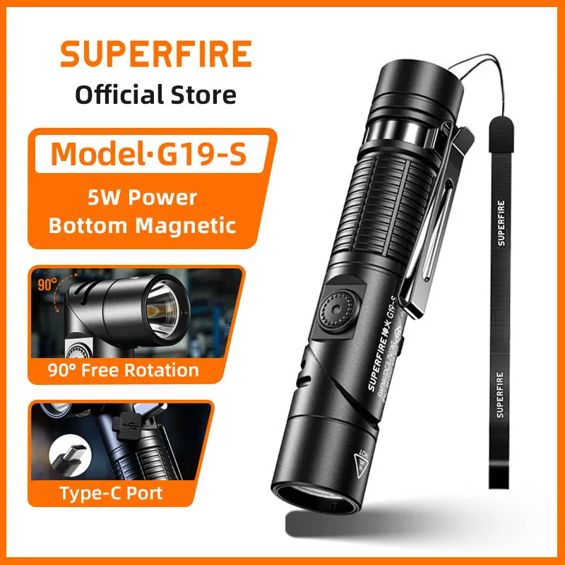 SUPERFIRE G19-S LED+COB Head Flashlight with Magnet Adjustable Base, USB Rechargeable Headlamp Work light for Camping Fishing
