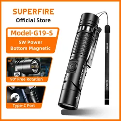 SUPERFIRE G19-S светодиодный + налобный фонарик COB с регулируемым магнитом, перезаряжаемый через USB налобный фонарь, рабочий фонарь для кемпинга, рыбалки