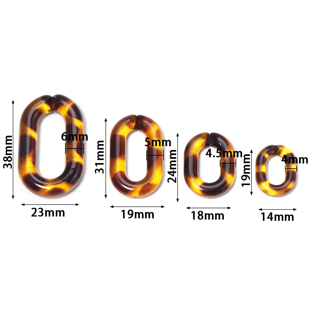 10-50Pcs Translucent Leopard Print Acrylic Dual Buckle Link Chain Open Ring for Bracelet Necklace Making DIY Jewelry Accessorie