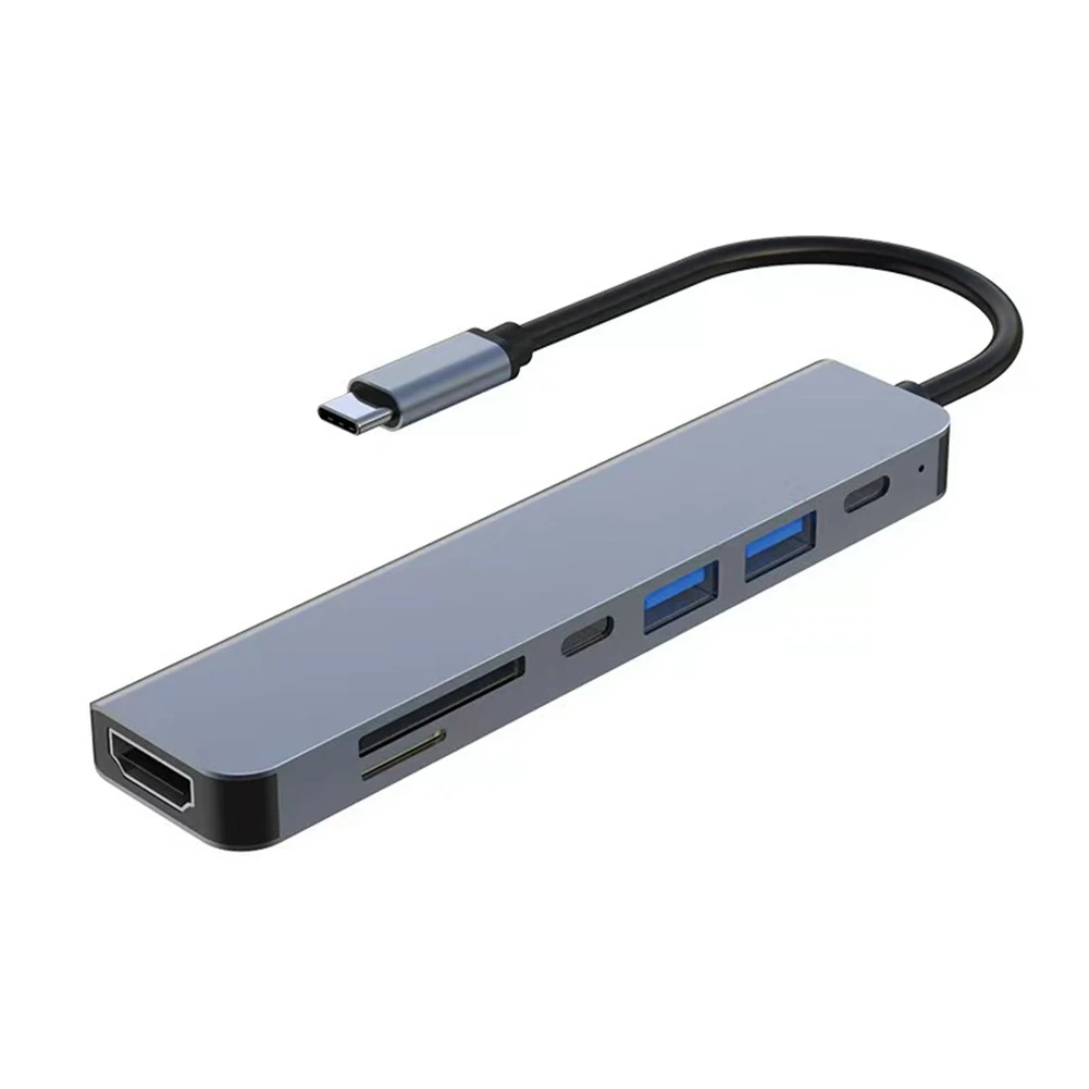 USB Docking Station , 7-In-1 Hub, With PD100W, SD/TF, -Compatible, 4 USB Multi-Port Adapter, For Laptops, Phones Easy To Use