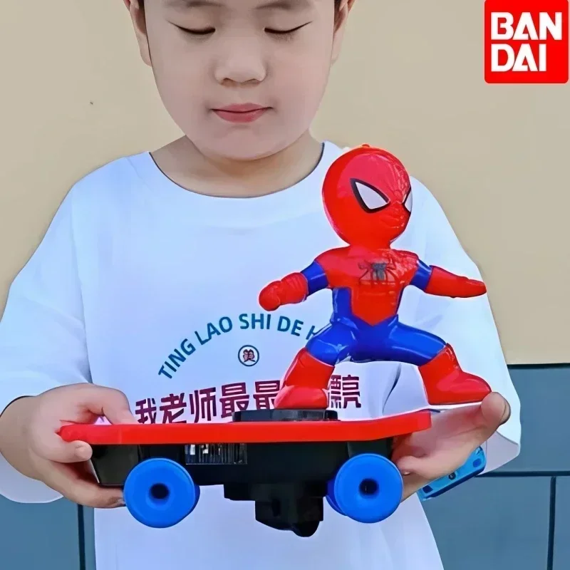 New The Avengers Spiderman Automatic Flip Rotation Skateboard Acousto-optic Car Electric Music Stunt Scooters Toy Christmas Gift