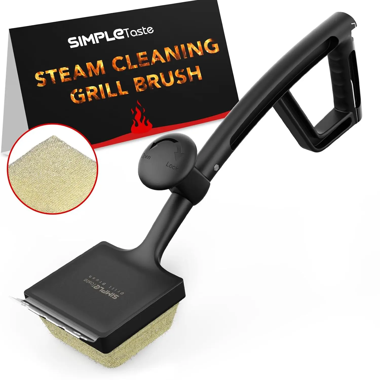 

4-in-1 Steam Grill Cleaning Brush with Adjustable Handle - Bristle-Free BBQ Cleaner, Scraper, Grid Lifter & Bottle Opener