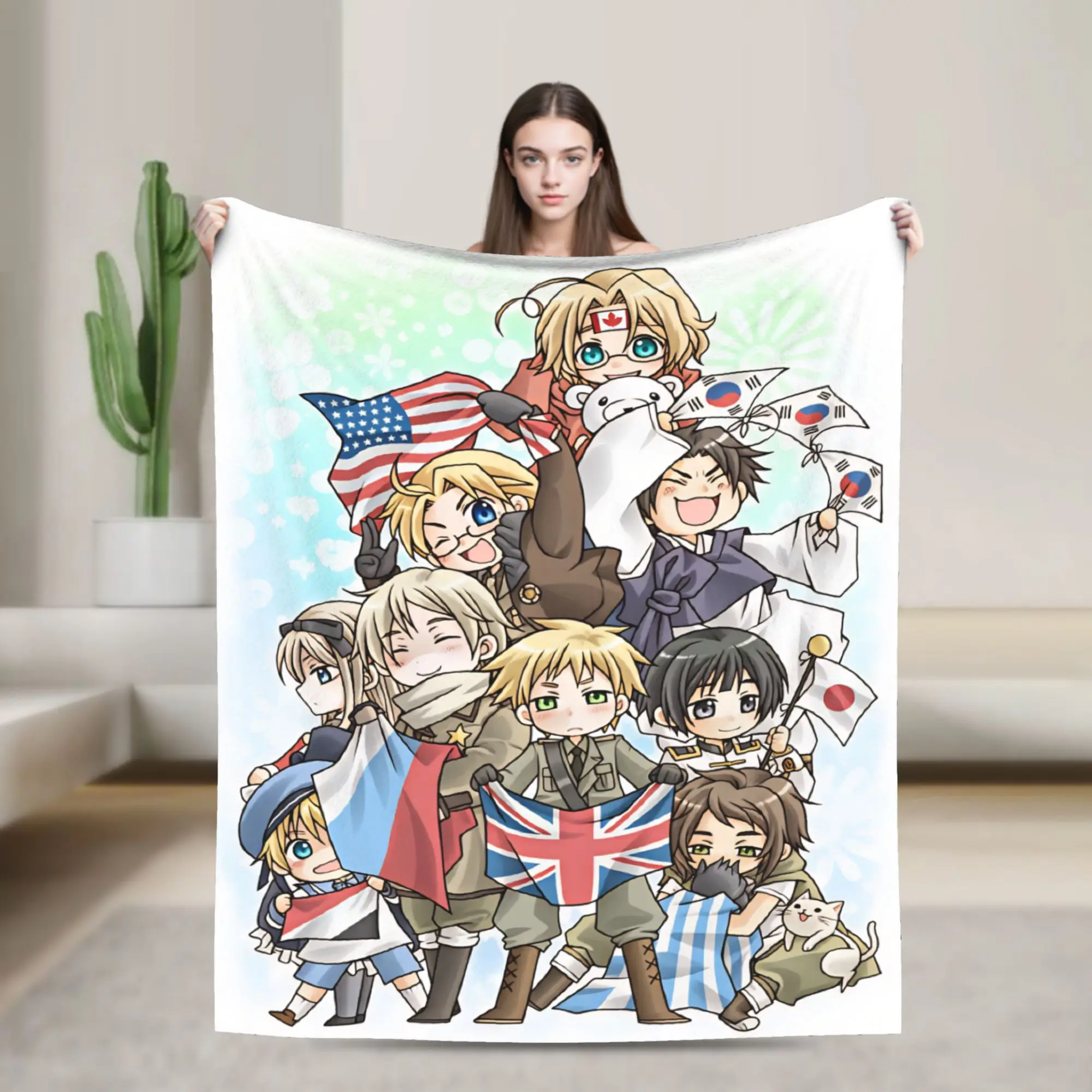 Warm Throw Blanket Travel Office Hetalia Union Jack Full Team Illustration Blankets Flannel Bedspread For Chair Sofa Bed Cover