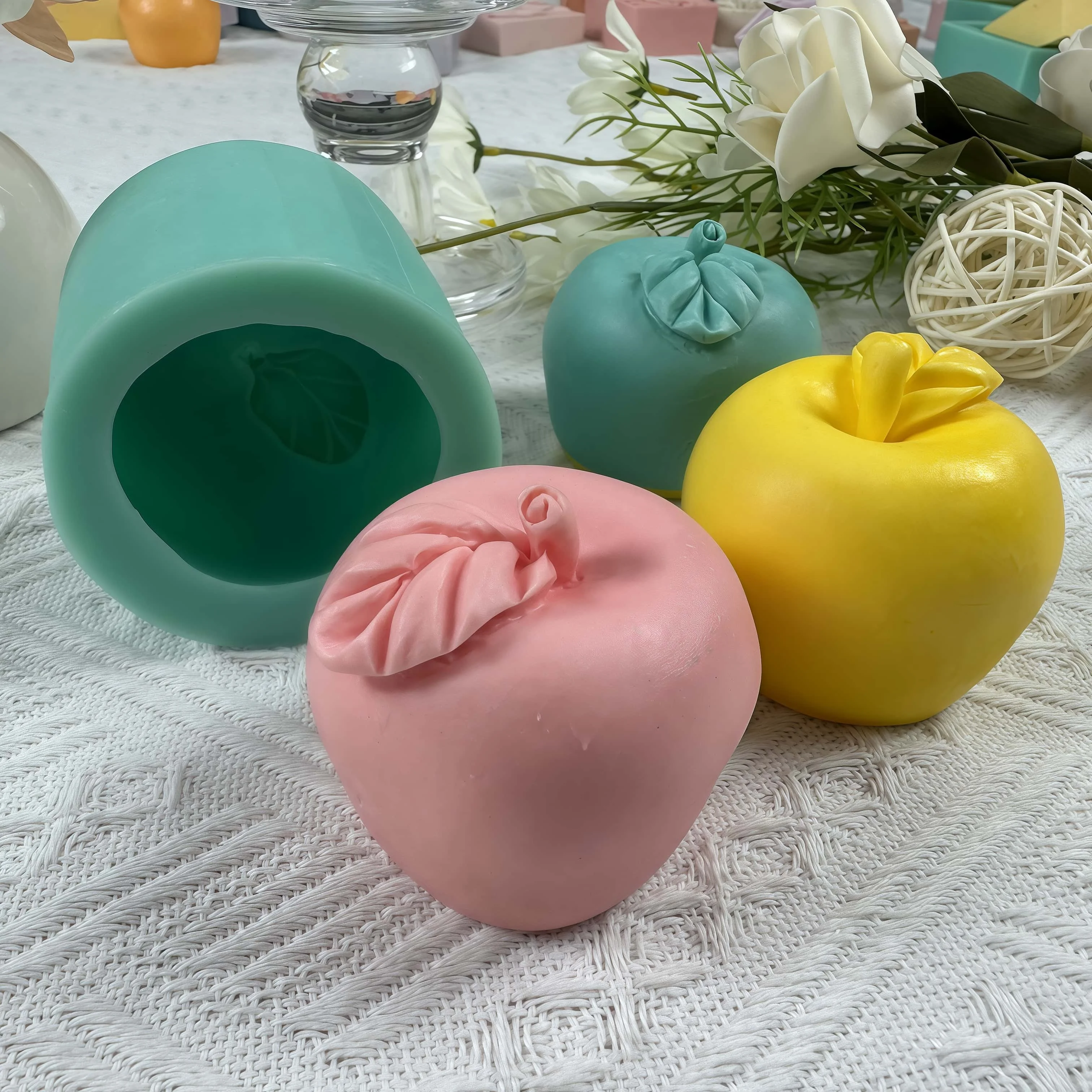 3D Apple Candle Soap Silicone Molds, Scented Wax Mould, Food Grade, Chocolate Cake Mold, Aromatherapy Gypsum Mold