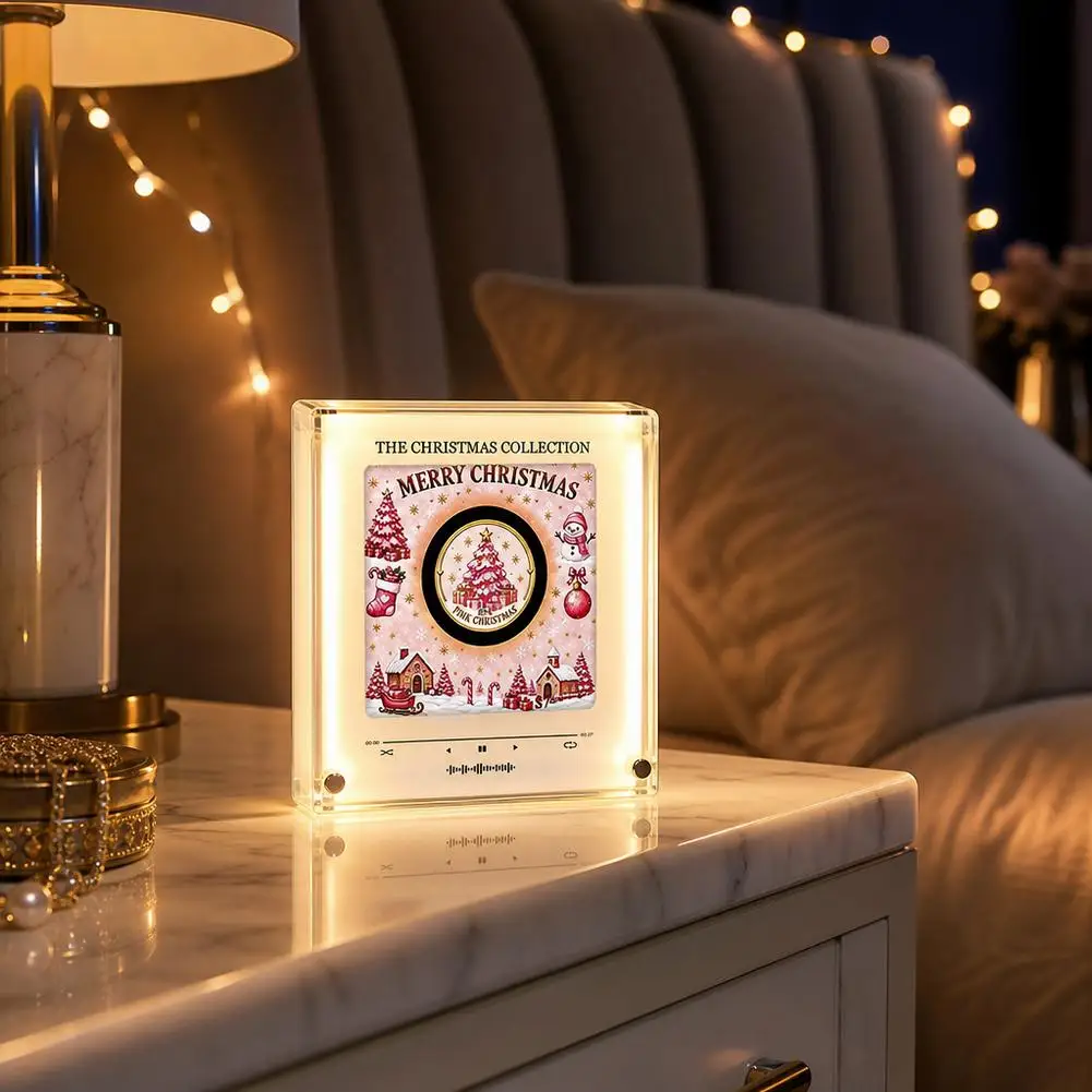 Christmas Music Box Refrigerator Magnet Screw Free Mold Type Rotating Luminous NFC New Christmas Music Box Refrigerator Sticker