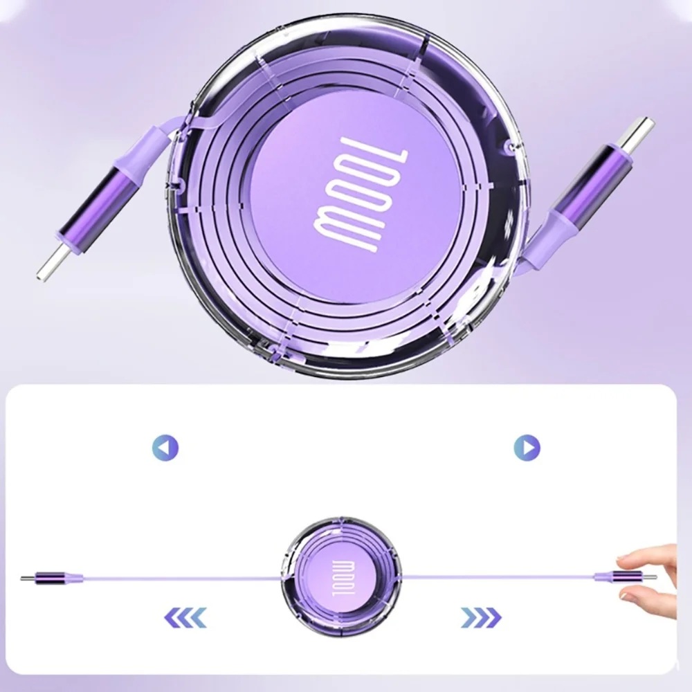 PD 100W USB Typ-C zu Typ-C Schnellladekabel für iPhone 15 Xiaomi Huawei Tablet Laptop Einziehbares USB-C-Kabel Datenkabel
