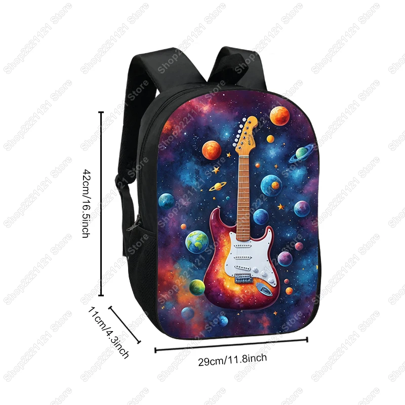 Musical Instrument Guitar Print Backpack Women Guitar with Flowers Rucksacks Daypack Children Schoolbag for Teenager Bookbags