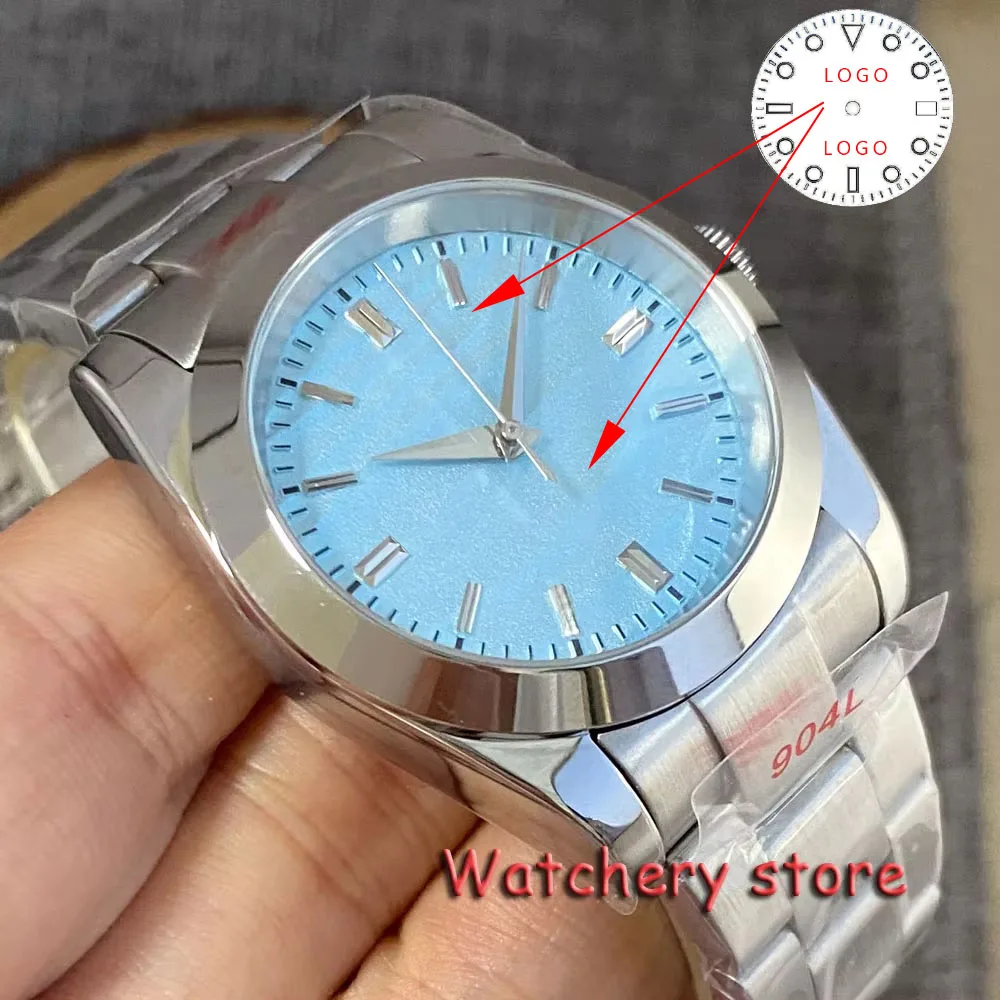 Customized 36mm/39mm Tandorio Vintage Ice Blue dial NH35A Automatic Watches Fixed Bezel Men's Watch 20ATM sapphire glass