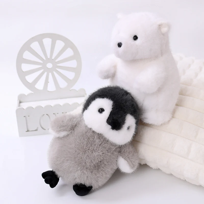 Kawaii Polar Animals White Bear Penguin Plush Toy Fluffy Baby Penguin Plushies Soft Doll Lovely Home Bed Decor Girl Gift