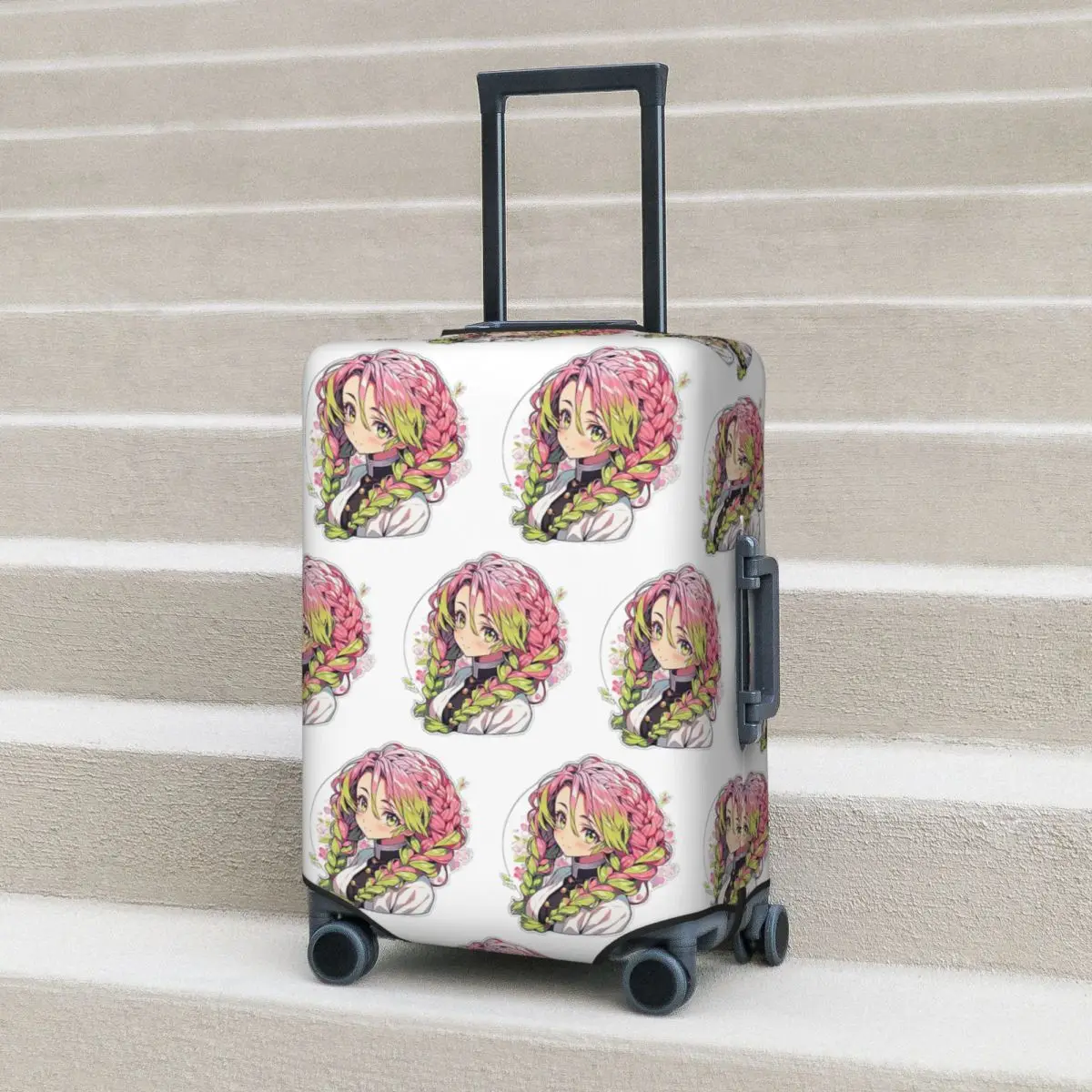 

Mitsuri Kanroji And Iguro Obanai Suitcase Cover Protection Elastic Trip Luggage Protector Covers for 18-32 Inch