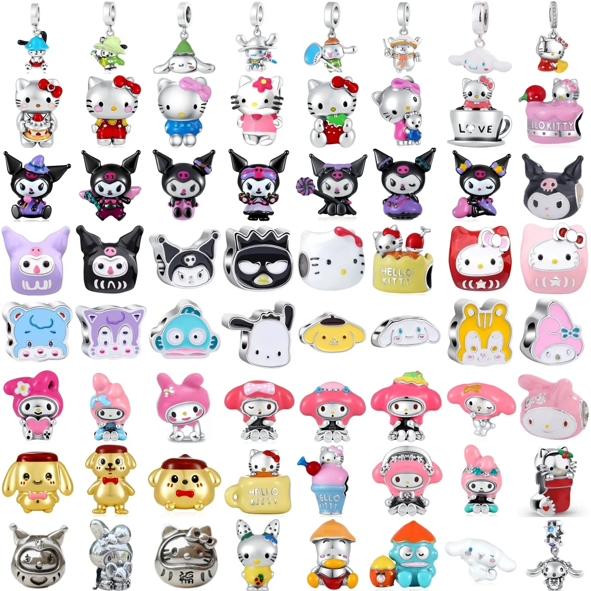 Hot Sale 925 Silver Cute Cartoon Series Charm Pendant Fit Original Bracelets Necklace keychain DIY Women's Jewelry