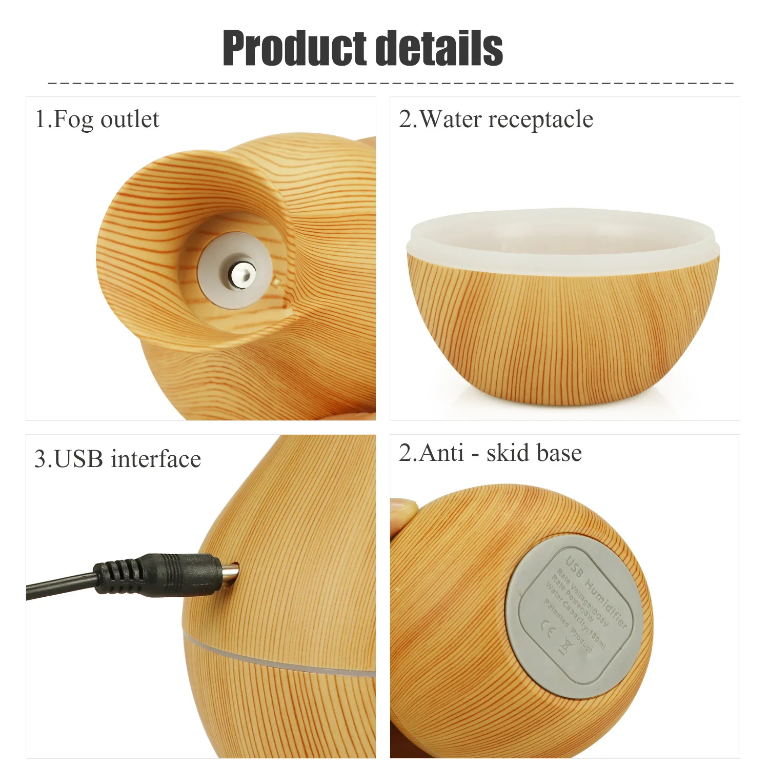 200ml Essential Oil Diffuser Air Humidifier USB Mist Maker Mini Humidificador with Colorful Light for home car Water Sprayer