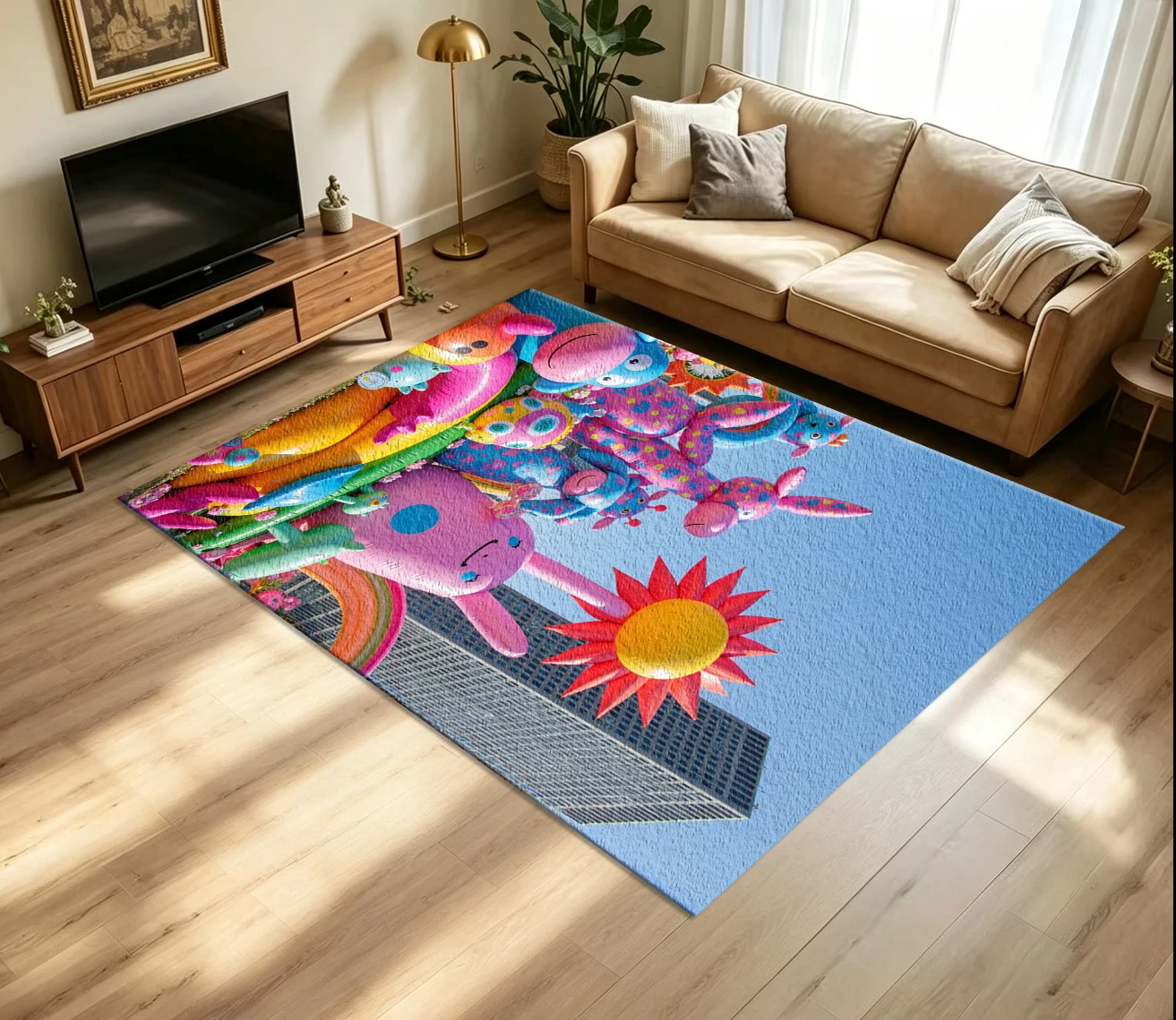 Printed Rug Abstract - Bright Cartoon Inflatable Art Carpet Flooring