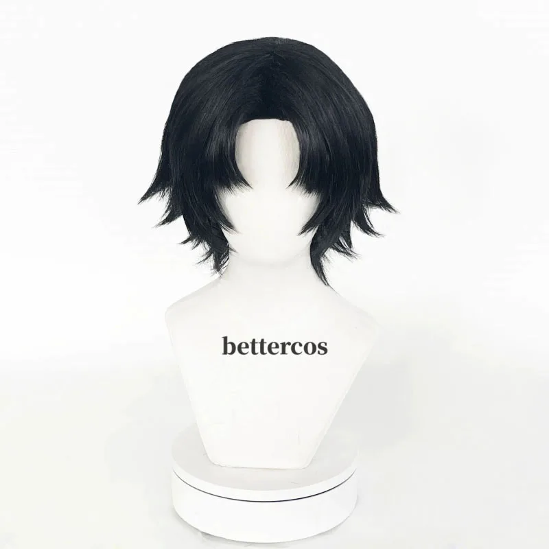 Chrollo Lucilfer Cosplay Wigs Amine HUNTER×HUNTER 30cm Black Wig Heat Resistant Synthetic Hair Halloween Party Wigs + Wig Cap