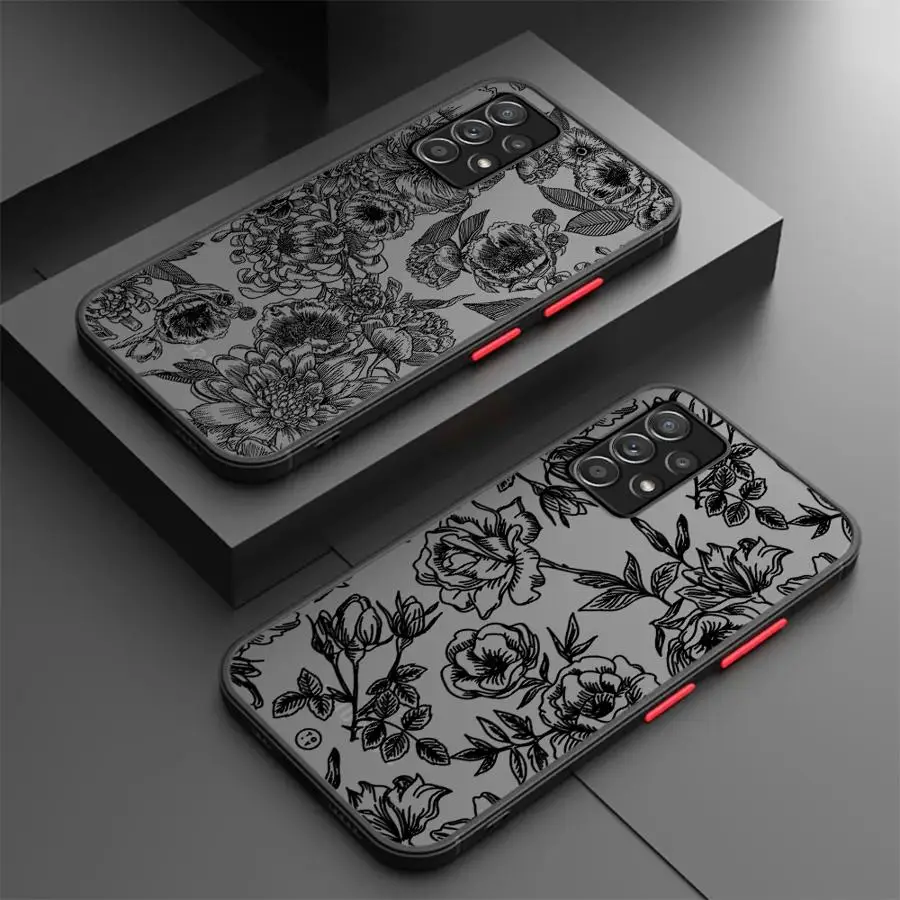 Funda de teléfono Line Flower Art para Samsung Galaxy A24 A72 A22 A14 A73 A23 A13 A32 A53 A54 A34 A52 5G A33 funda de lujo