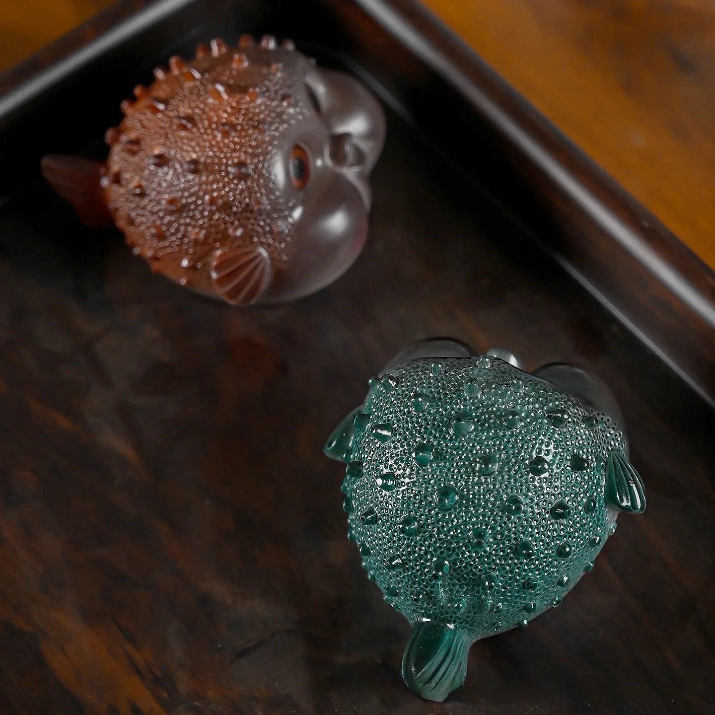Creative color changing wealth attracting Bubble Fish desktop tea pet Pufferfish ornament tea playable for spitting bubbles