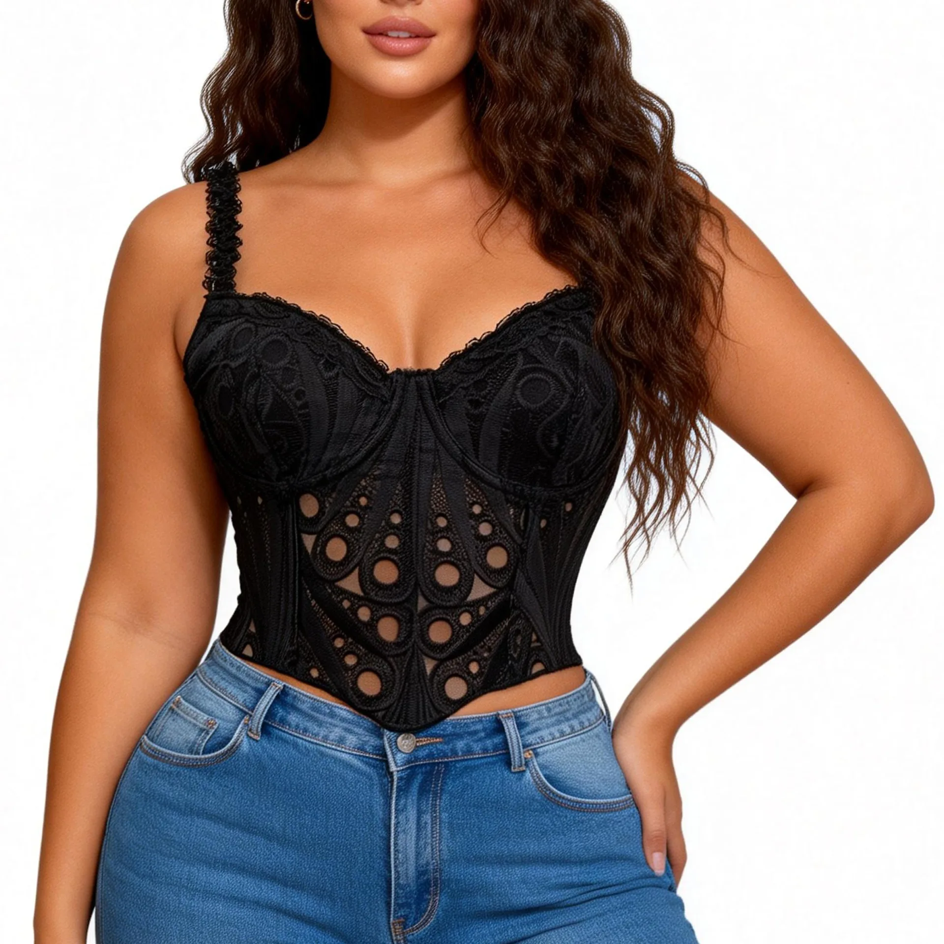 

Готический черный корсет с бретелями, сексуальный винтажный женский корсет на шнуровке, белый топ-бюстье, летний корсет-майка для создания эффекта стройности