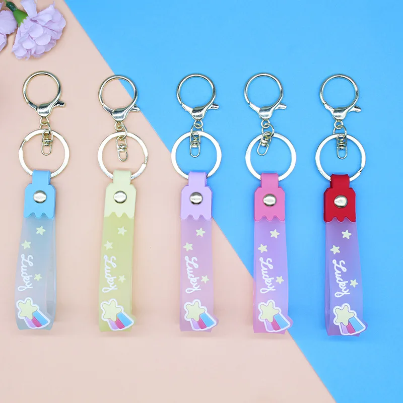 Fashion Cute Rubber Lucky Meteor Key Chain Women Bag Keychain Men Basketball Car Keyring Jewelry Party Wedding Trinkets Gift