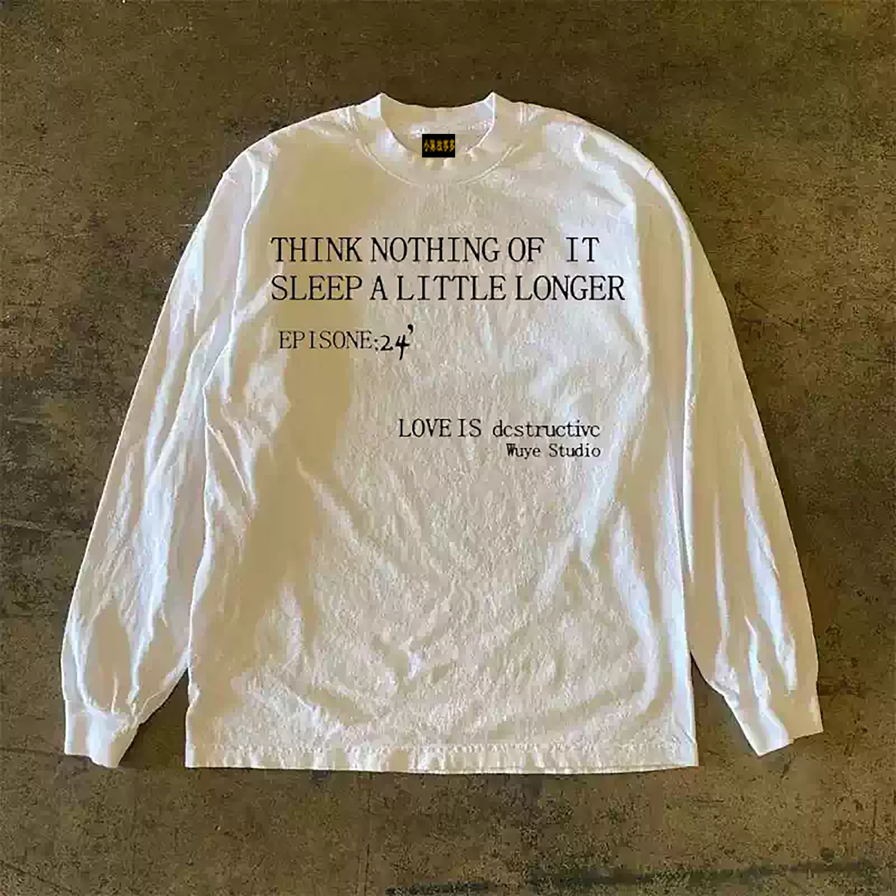 Heavyweight 300g Pure Cotton Long Sleeve T-Shirt Street Style American Retro Oversize Lettering Tagkita Brand Cotton Cloth