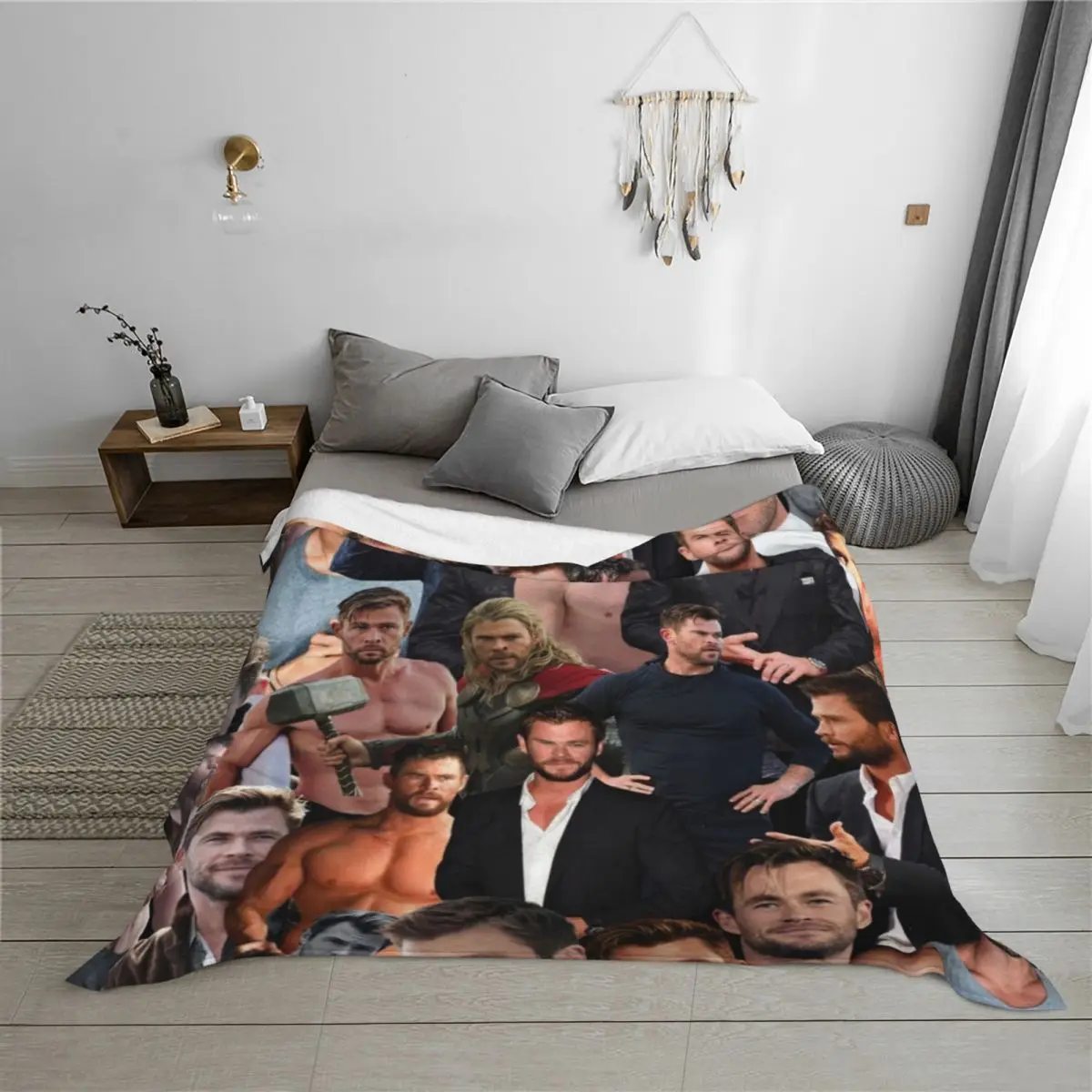 كريس هيمسورث كولاج رمي بطانية المعزي هدايا عيد الميلاد بطانيات نزهة فروي #3