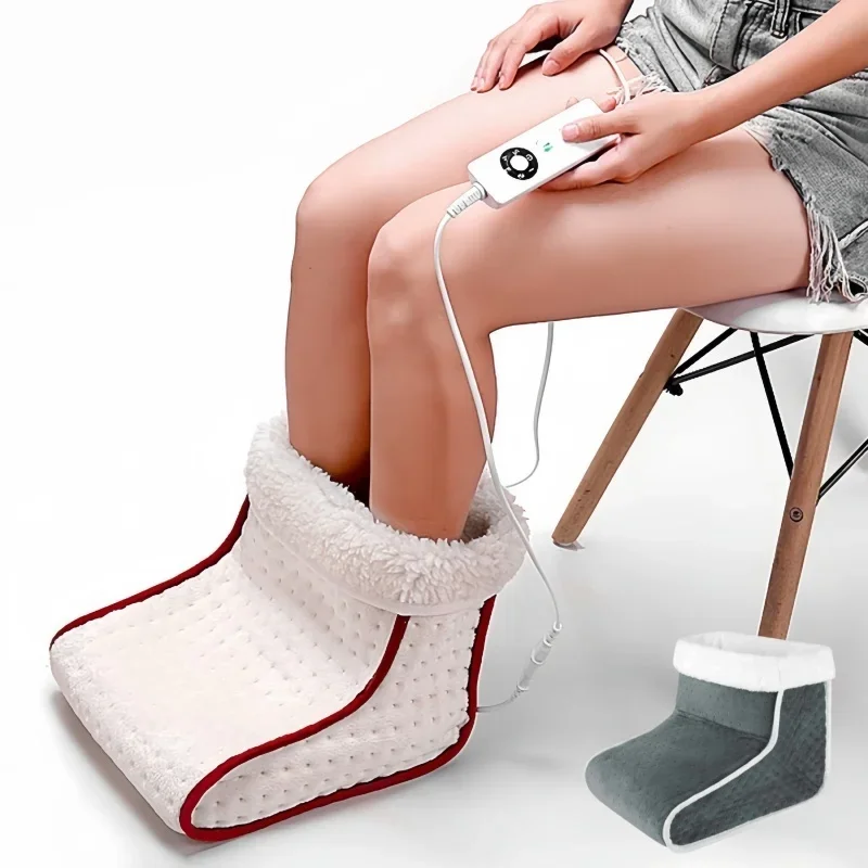 Electric Foot Heating Pad Washable 5 Modes Control Setting Feet Warmer Heater Home Office Bedroom Soft Plush Thermal Massager