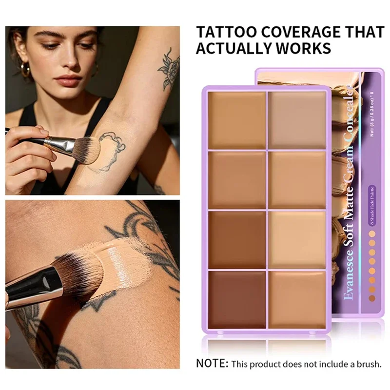 Cream Concealer Palette Full Coverage for Tattoos Scars Dark Spots Cream Concealer Long-Wear Natural Flawless Soft Matte Makeup