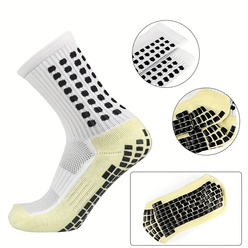 3 Pairs Multifunctional Professional Non-slip Silicone Football Socks, Outdoor Breathable Training Sports Socks