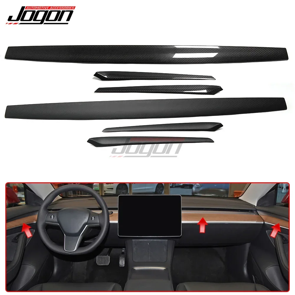 

Real Carbon Fiber Interior Door Panel Trim Armrest Dashboard Console Cover for Tesla Model 3 Y 2021 2022 Decoration Accessories